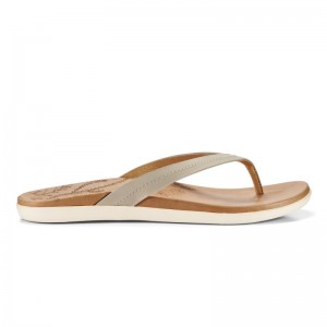 Olukai Honu Womens Beach Sandals Beige / Gold Brown Canada | E2O-0799