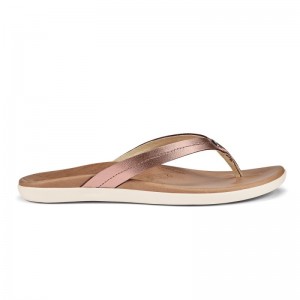 Olukai Honu Womens Beach Sandals Pink Copper / White Canada | Y2R-7116