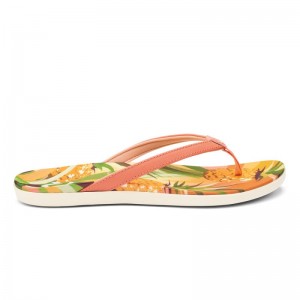 Olukai Ho'ōpio Hau Womens Beach Sandals Coral / Multicolor Canada | H3N-6261