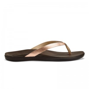 Olukai Ho'ōpio Leather Womens Beach Sandals Copper / Dark Brown Canada | R3W-9262