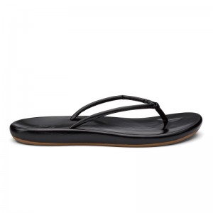 Olukai Huawai Womens Beach Sandals Black Canada | I0R-9482