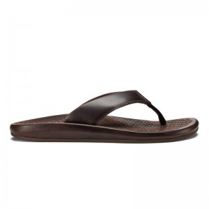 Olukai Ilikai Mens Beach Sandals Dark Brown Canada | F5X-7735