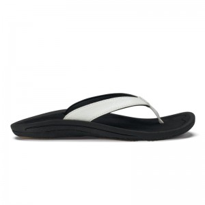 Olukai Kūlapa Kai Womens Beach Sandals White / Black Canada | R6X-4225