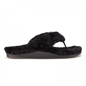 Olukai Kīpe'a Heu Womens Slippers Black Canada | Q3P-8382