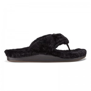 Olukai Kīpe'a Heu Womens Slippers Black Canada | S7Y-4588