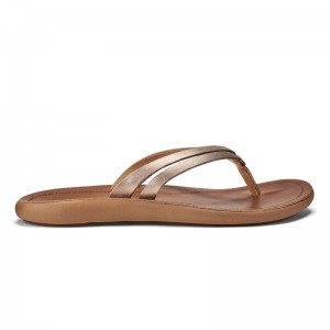 Olukai Kāpehe Luana Womens Beach Sandals Gold / Brown Canada | V9T-8059