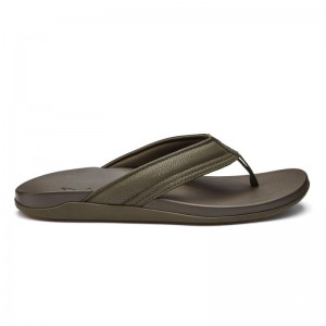 Olukai Maha Mens Beach Sandals Olive Canada | D9X-7294