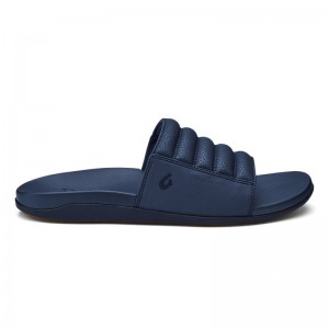 Olukai Maha 'Olu Mens Beach Sandals Navy Canada | J4N-8705