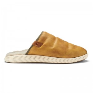 Olukai Mua 'Ili Mens Slippers Gold Brown / Beige Canada | H2A-5297