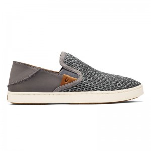 Olukai Pehuea Pa'i Womens Slip On Shoes Deep Grey / Brown Canada | Y6Y-4146