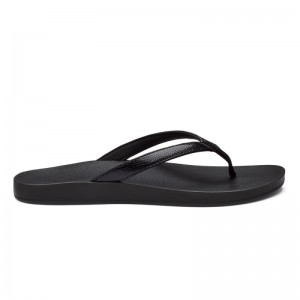 Olukai Puawe Womens Beach Sandals Black Canada | J8C-8381