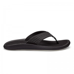 Olukai Ulele Mens Beach Sandals Black Canada | F3I-8430