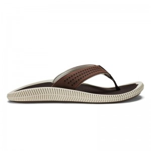 Olukai Ulele Mens Beach Sandals Dark Brown Canada | M3A-9521