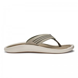 Olukai Ulele Mens Beach Sandals Olive / White Canada | L9A-6289