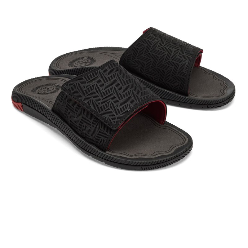 Olukai Awiki 'Olu Mens Beach Sandals Black / Red Canada | O1S-0558