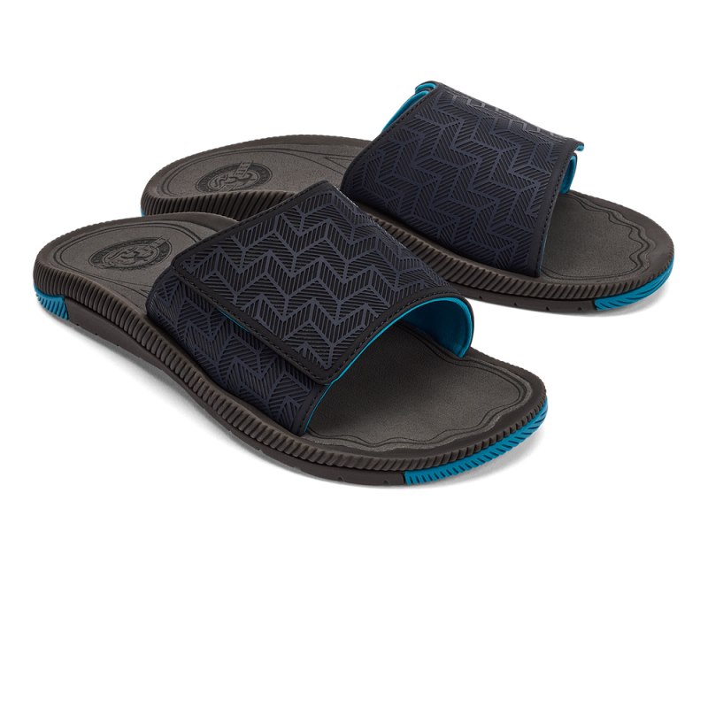 Olukai Awiki 'Olu Mens Beach Sandals Blue / Dark Grey Canada | Y6S-2733