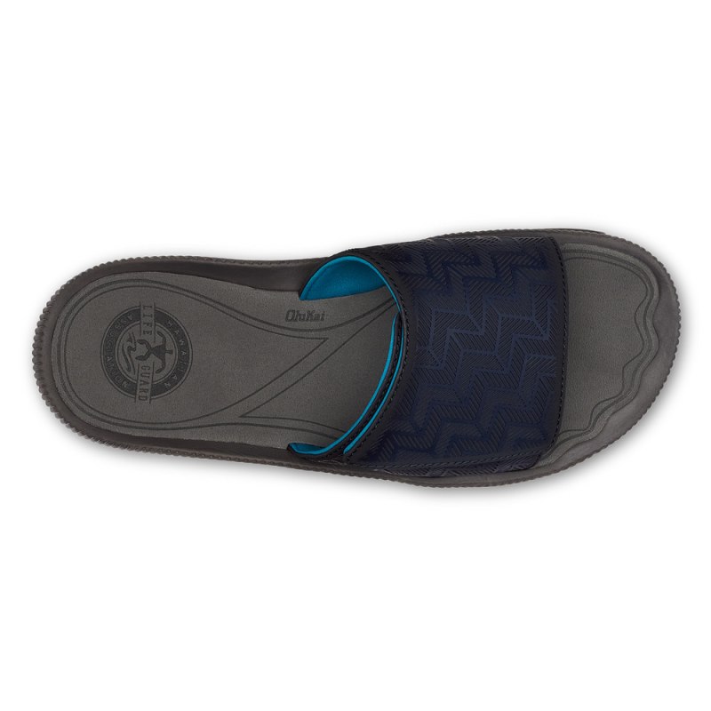 Olukai Awiki 'Olu Mens Beach Sandals Blue / Dark Grey Canada | Y6S-2733