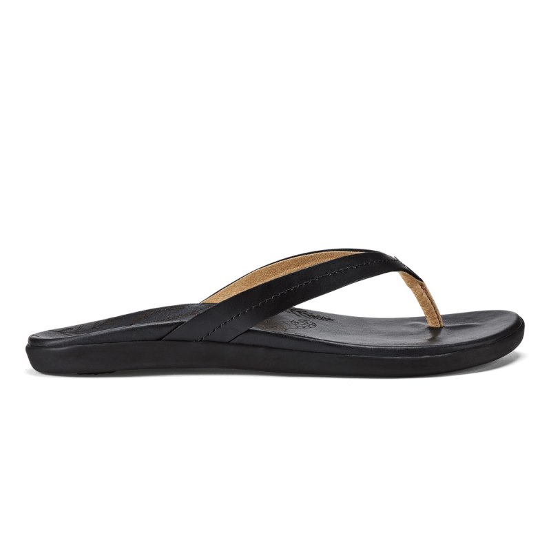 Olukai Honu Womens Beach Sandals Black Canada | C2M-2944