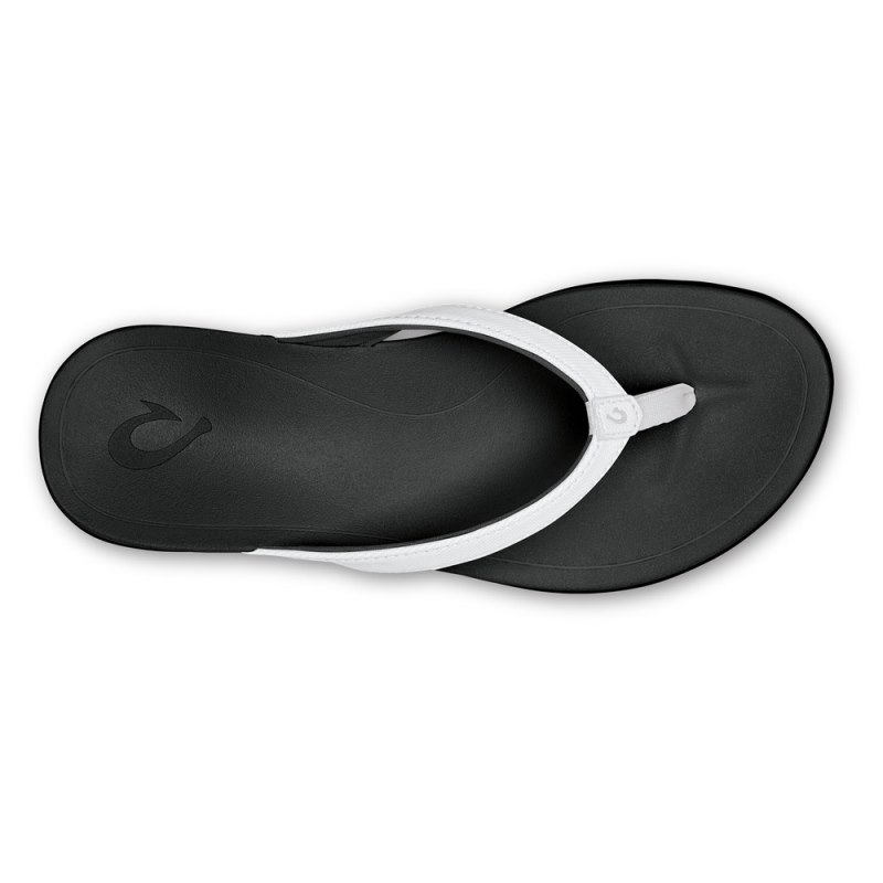 Olukai Ho'ōpio Womens Beach Sandals White / Black Canada | O9K-5064