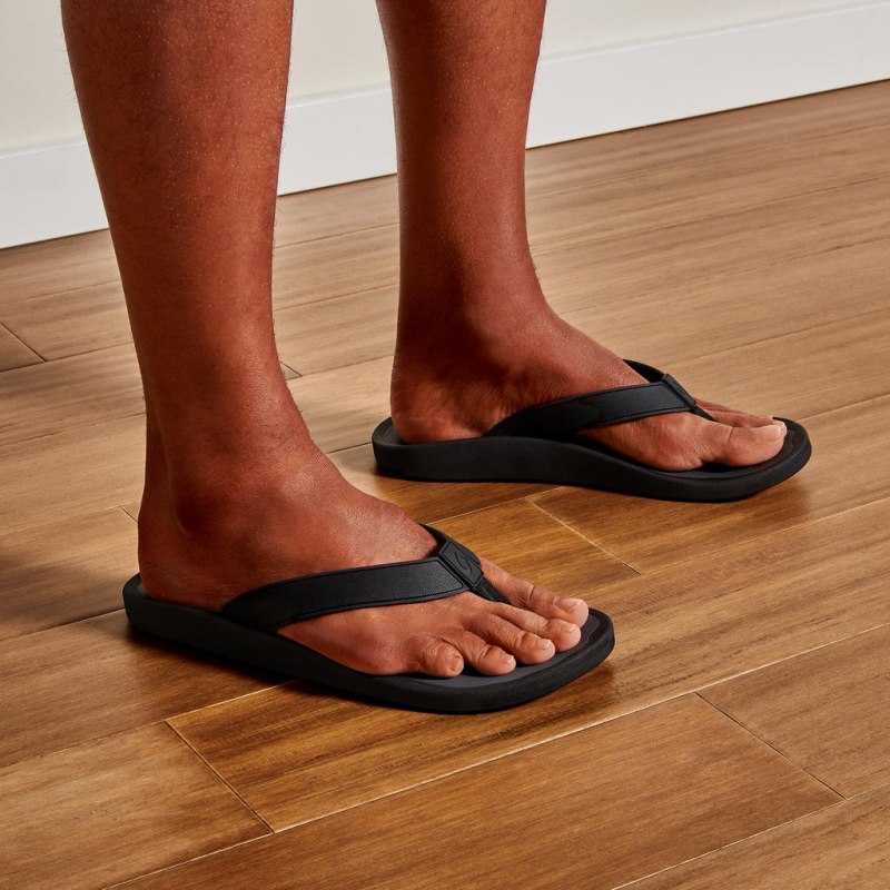 Olukai Kōko'o Mens Beach Sandals Black / Deep Grey Canada | J7W-1447