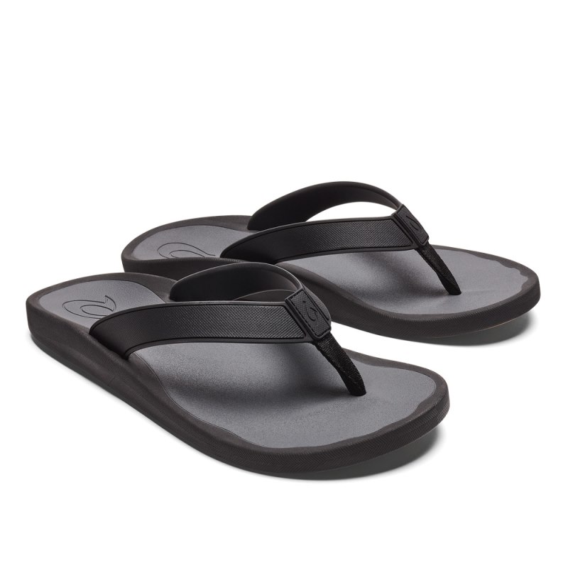 Olukai Kōko'o Mens Beach Sandals Black / Deep Grey Canada | J7W-1447