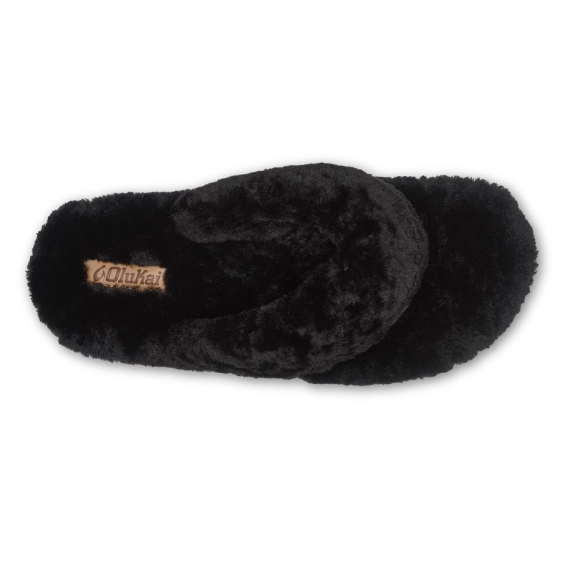 Olukai Kīpe'a Heu Womens Slippers Black Canada | Q3P-8382