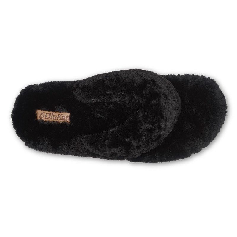 Olukai Kīpe'a Heu Womens Slippers Black Canada | S7Y-4588