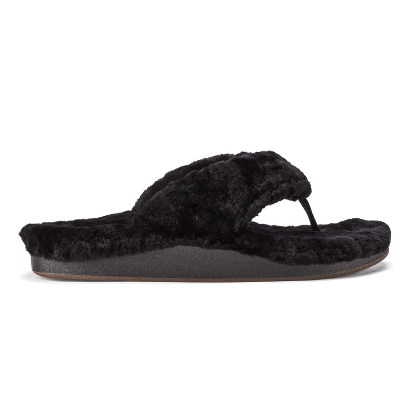 Olukai Kīpe\'a Heu Womens Slippers Black Canada | S7Y-4588