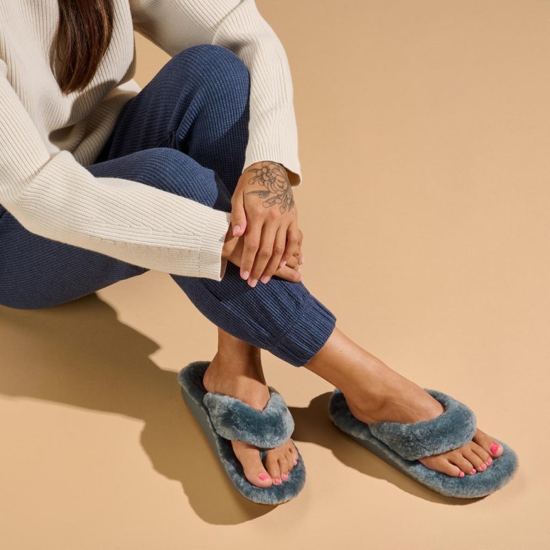 Olukai Kīpe'a Heu Womens Slippers Grey Blue Canada | S4X-2443