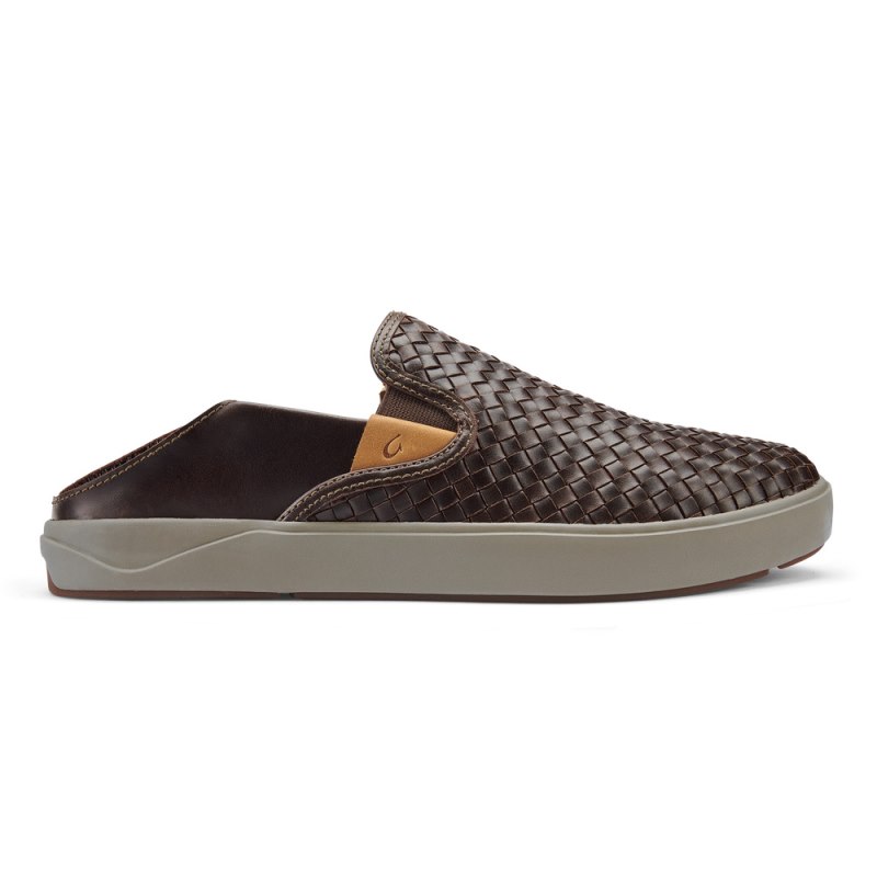 Olukai Lae'ahi Lauhala Mens Slip On Shoes Dark Brown Canada | D9G-1147