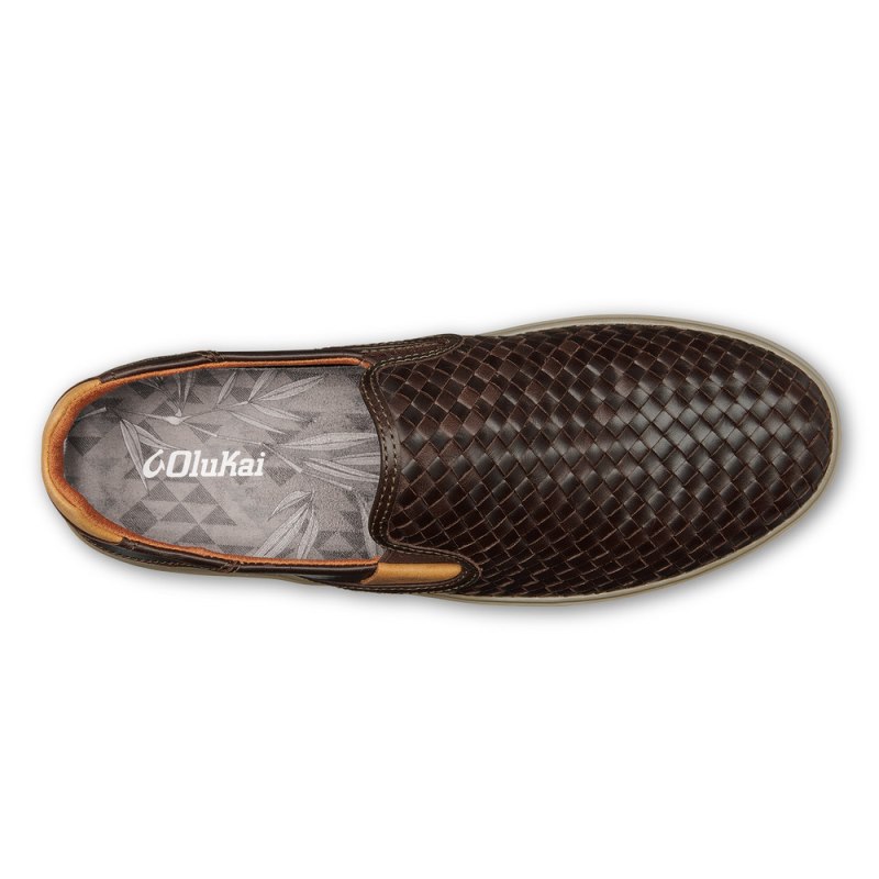 Olukai Lae'ahi Lauhala Mens Slip On Shoes Dark Brown Canada | D9G-1147