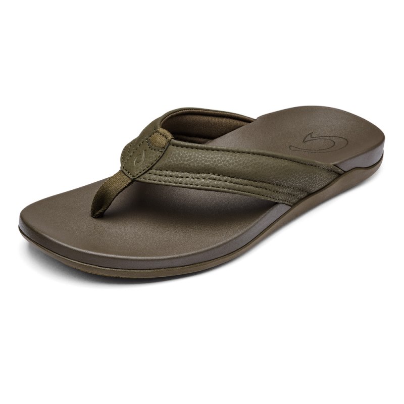 Olukai Maha Mens Beach Sandals Olive Canada | D9X-7294