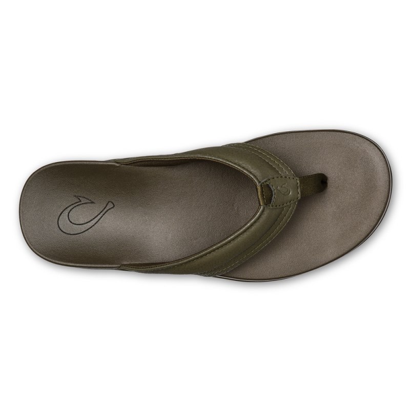 Olukai Maha Mens Beach Sandals Olive Canada | D9X-7294