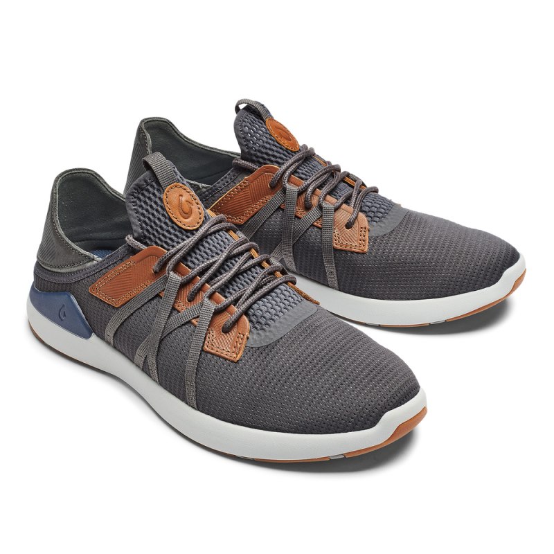 Olukai Mio Lī Mens Athletic Shoes Dark Grey / Indigo Canada | Y2P-3938