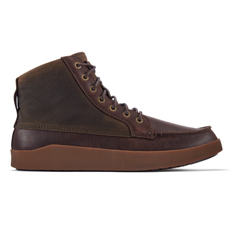 Olukai Mōlina Mens Waterproof Boots Olive / Dark Brown Canada | U7O-8595