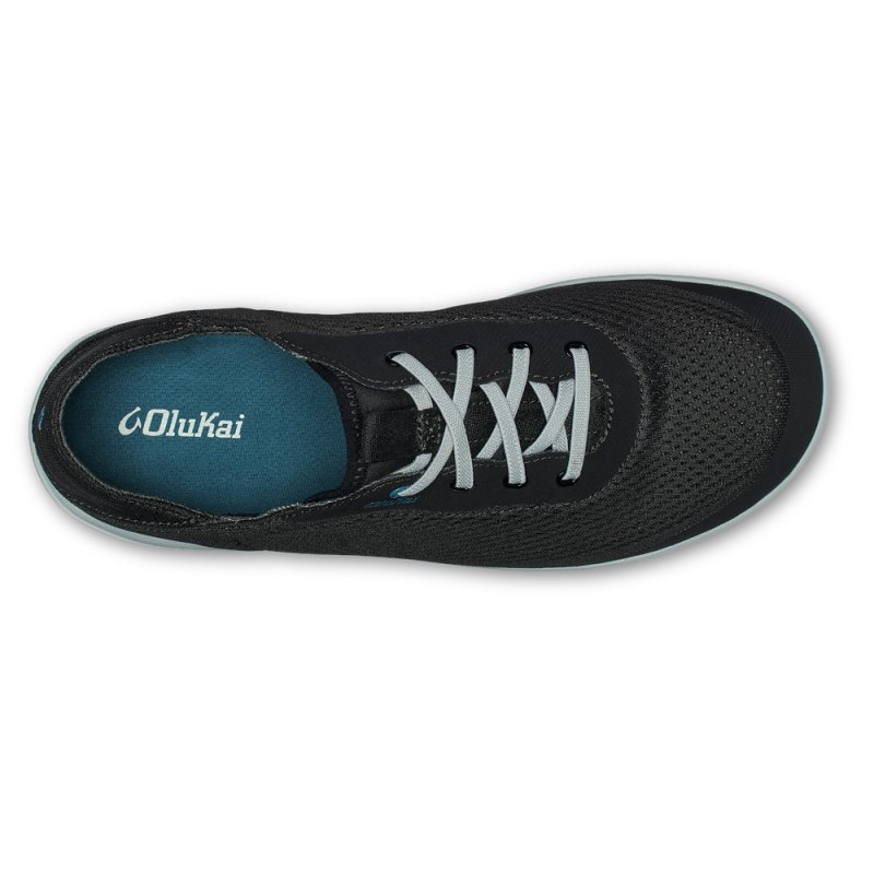 Olukai Moku Pae Mens Boat Shoes Black / Blue Coral Canada | T5T-5755