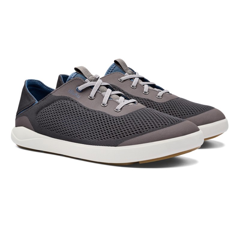 Olukai Moku Pae Mens Boat Shoes Dark Grey / Blue Canada | O8O-1458