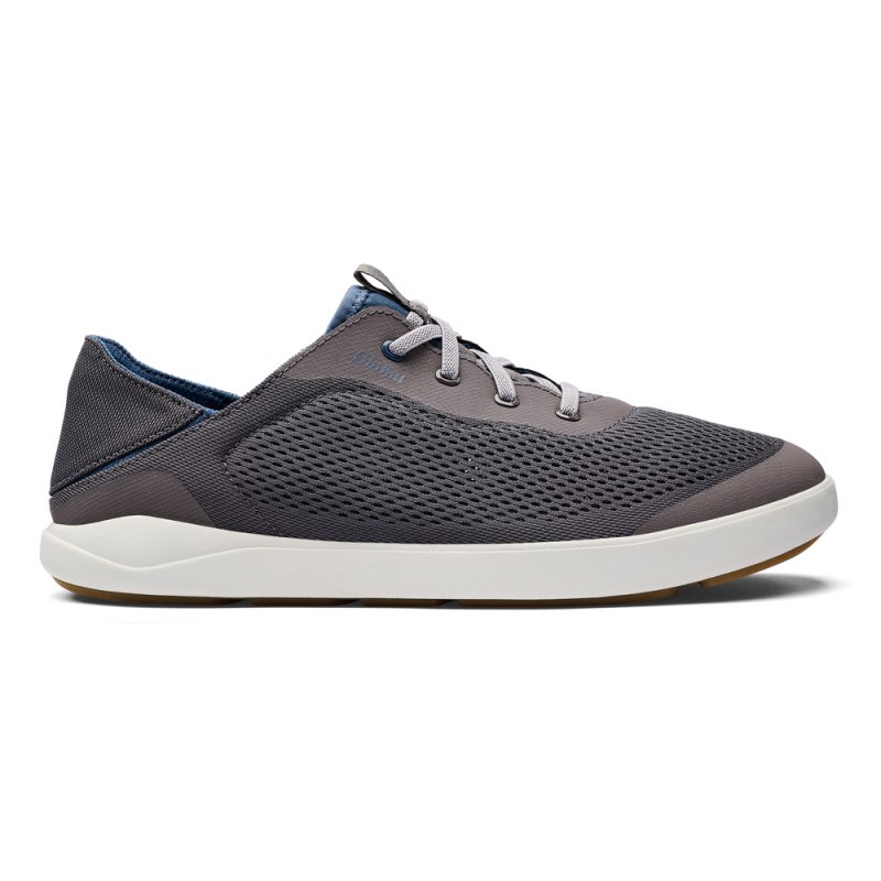 Olukai Moku Pae Mens Boat Shoes Dark Grey / Blue Canada | O8O-1458