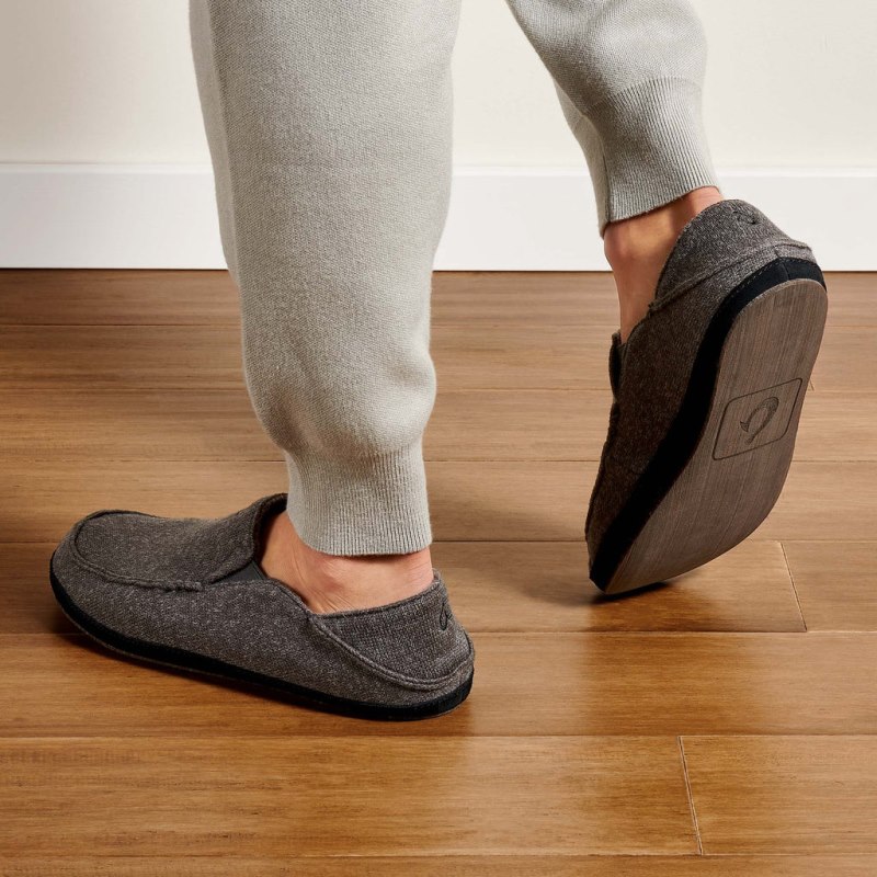 Olukai Moloā Hulu Mens Slippers Deep Grey Canada | Z8B-2508