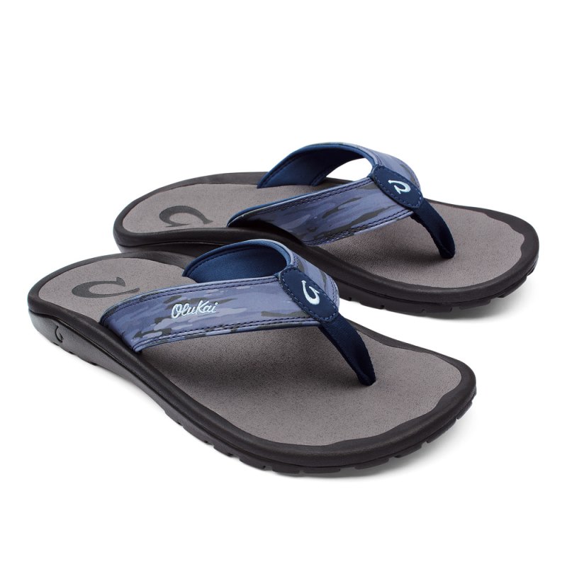 Olukai Ohana Pa'i Mens Beach Sandals Blue / Camo Canada | S0S-5457