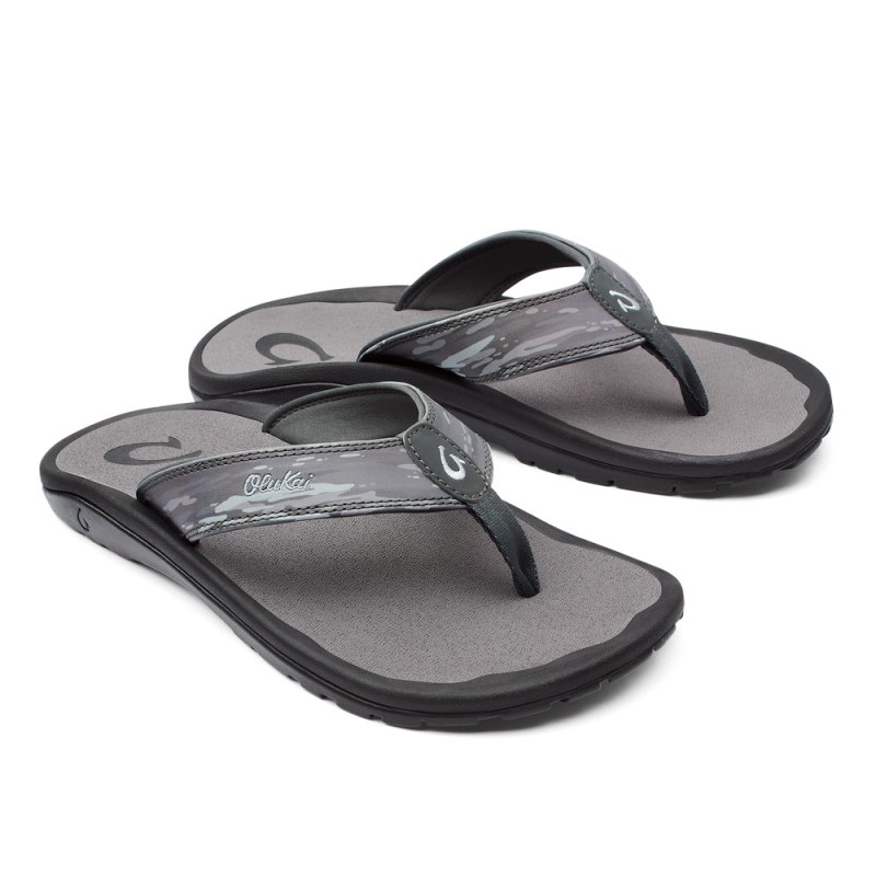 Olukai Ohana Pa'i Mens Beach Sandals Dark Grey / Camo Canada | D0M-9293