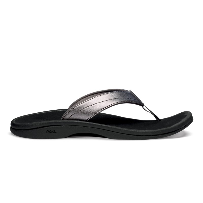 Olukai Ohana Womens Beach Sandals Silver / Black Canada | U6B-4457