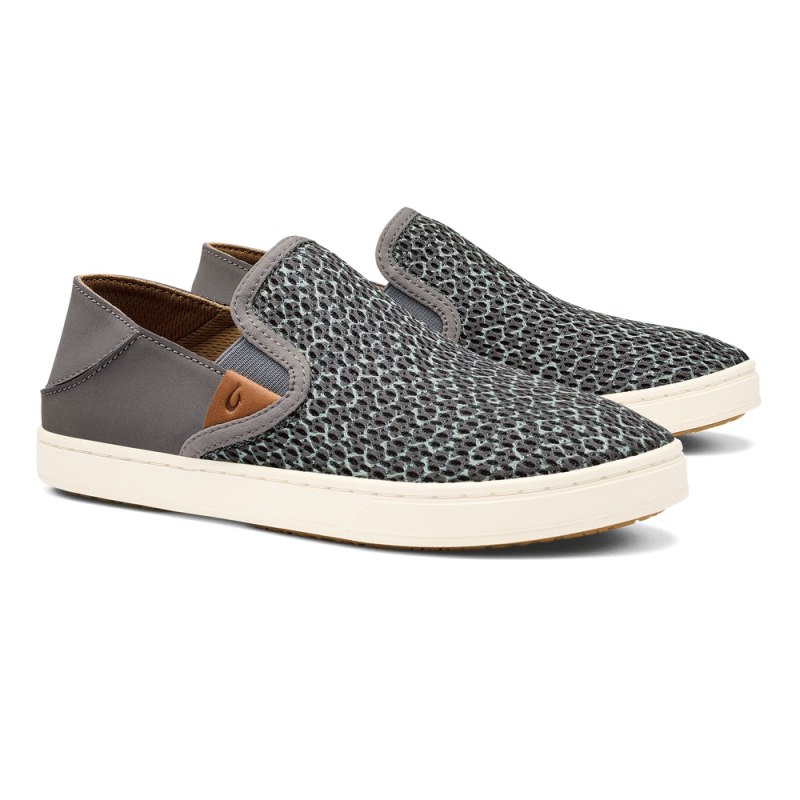 Olukai Pehuea Pa'i Womens Slip On Shoes Deep Grey / Brown Canada | Y6Y-4146