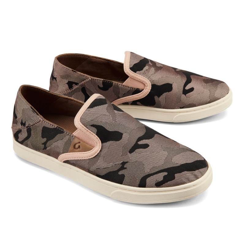 Olukai Pehuea Pa'i Womens Slip On Shoes Pink / Camo Canada | H3X-2543