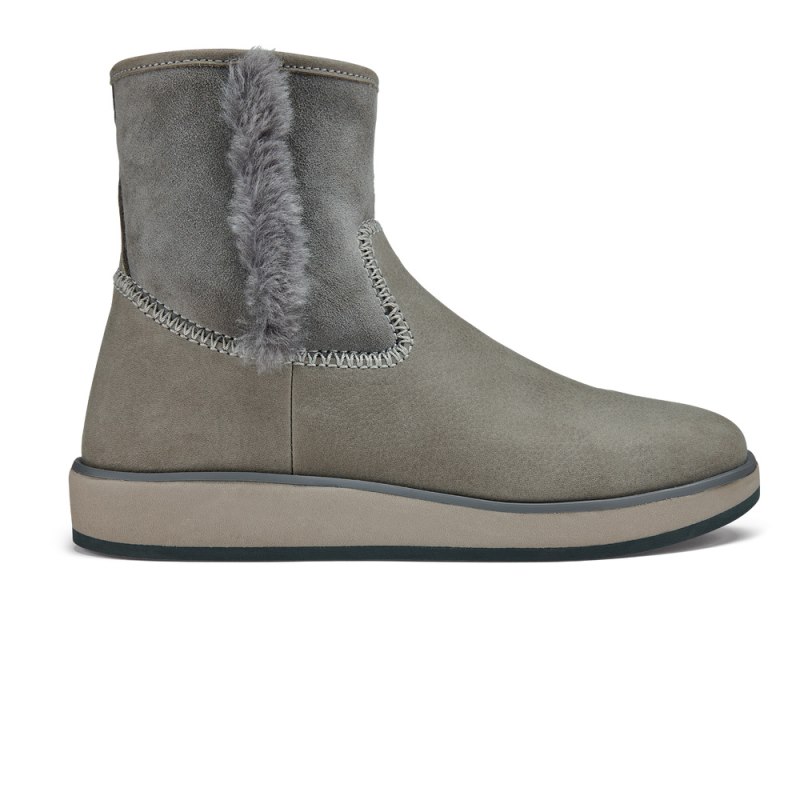 Olukai Pāʻina Hulu Womens Shearling Boots Olive Canada | G8R-0601