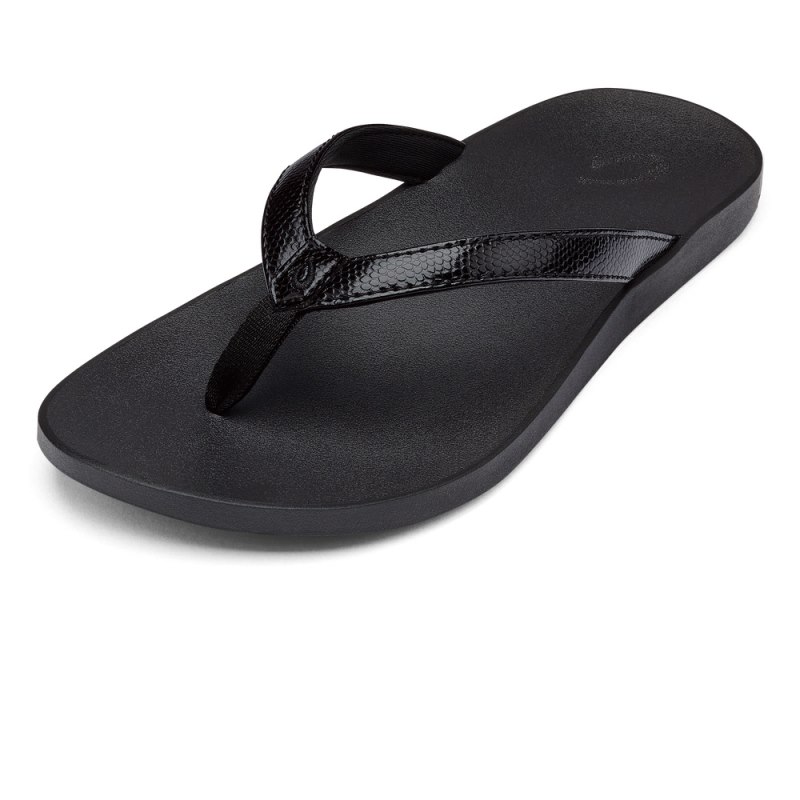 Olukai Puawe Womens Beach Sandals Black Canada | J8C-8381