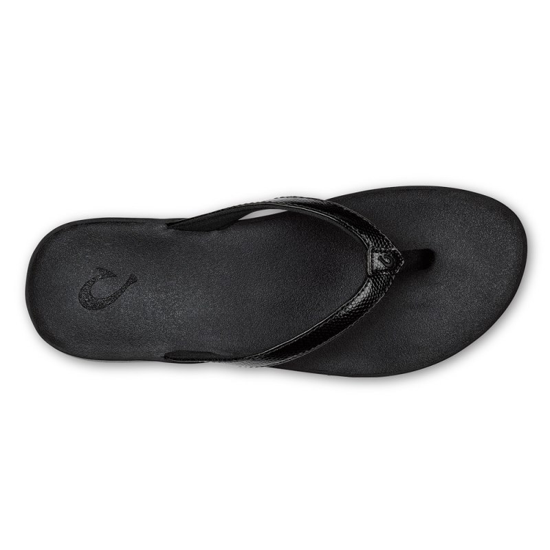 Olukai Puawe Womens Beach Sandals Black Canada | J8C-8381