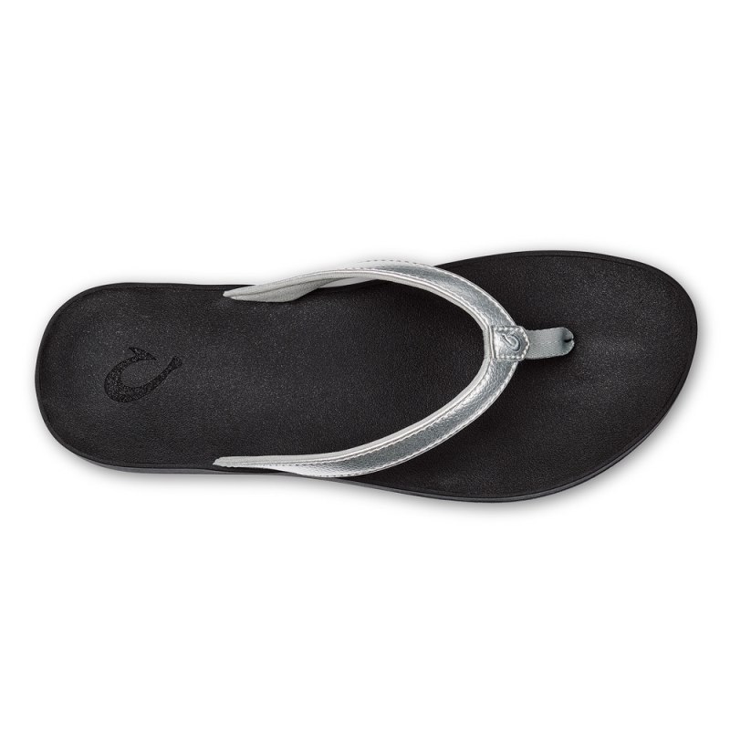 Olukai Puawe Womens Beach Sandals Silver / Black Canada | X2F-6437