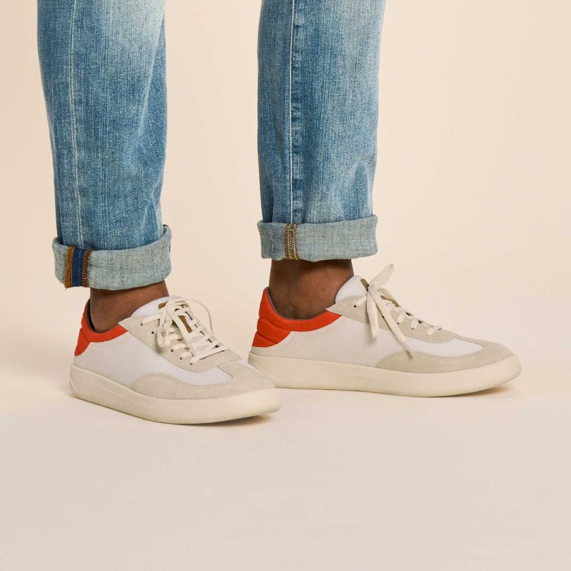 Olukai Pūnini Mens Sneakers Off White / Orange Canada | Q5A-2953