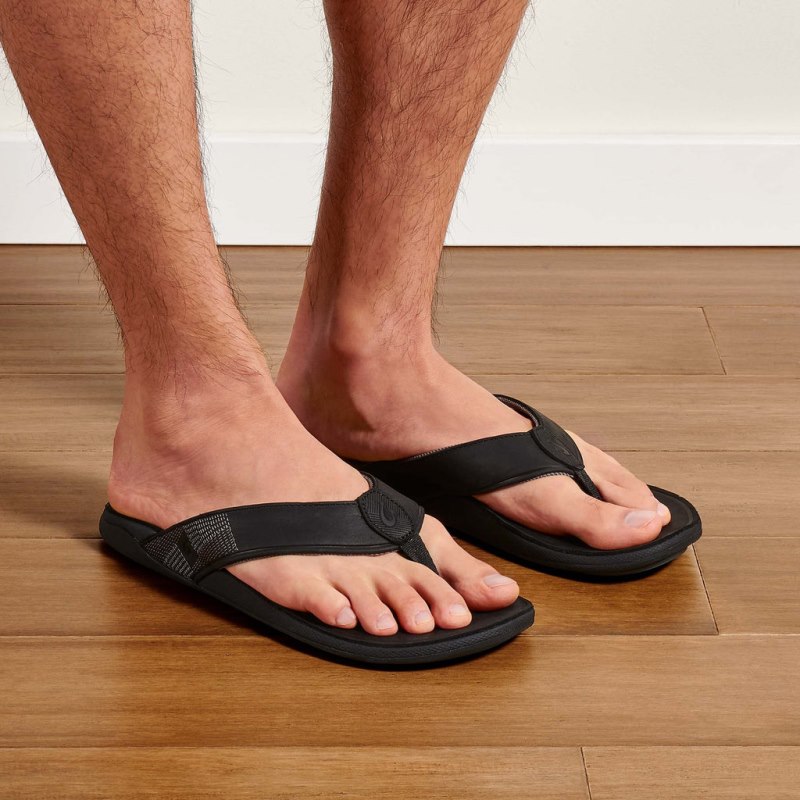 Olukai Tuahine Mens Beach Sandals Black Canada | L3Q-5481